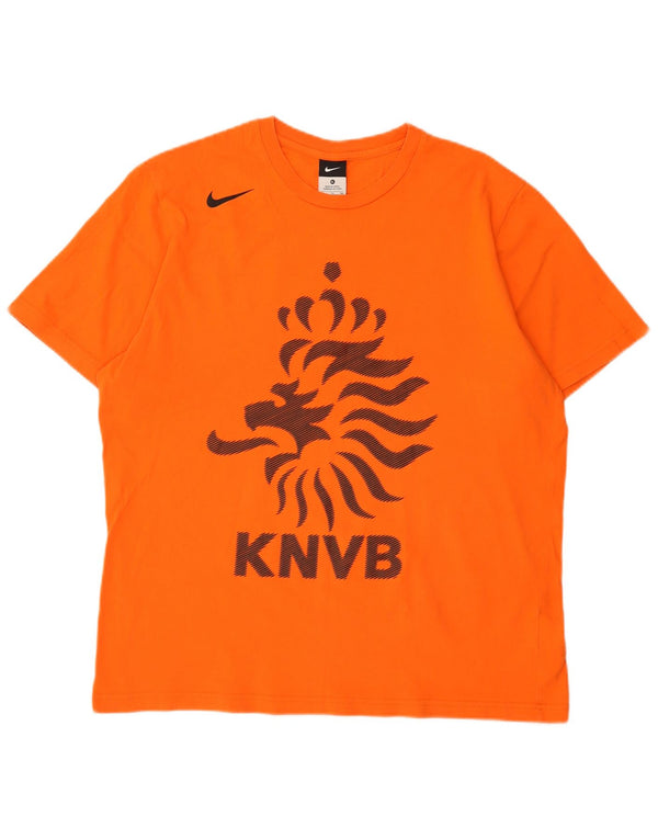 Ανδρικό γραφικό T-shirt Nike KNVB τοπ UK 46/48 XL πορτοκαλί βαμβακερό