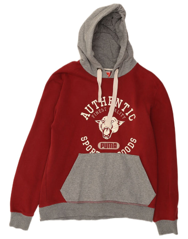Puma Mens Graphic Hoodie Jumper Medium Red Colourblock Cotton