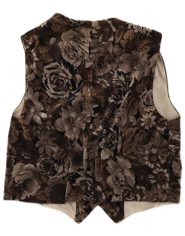 Vintage Γυναικείο Γιλέκο UK 12 Μεσαίο Καφέ Floral