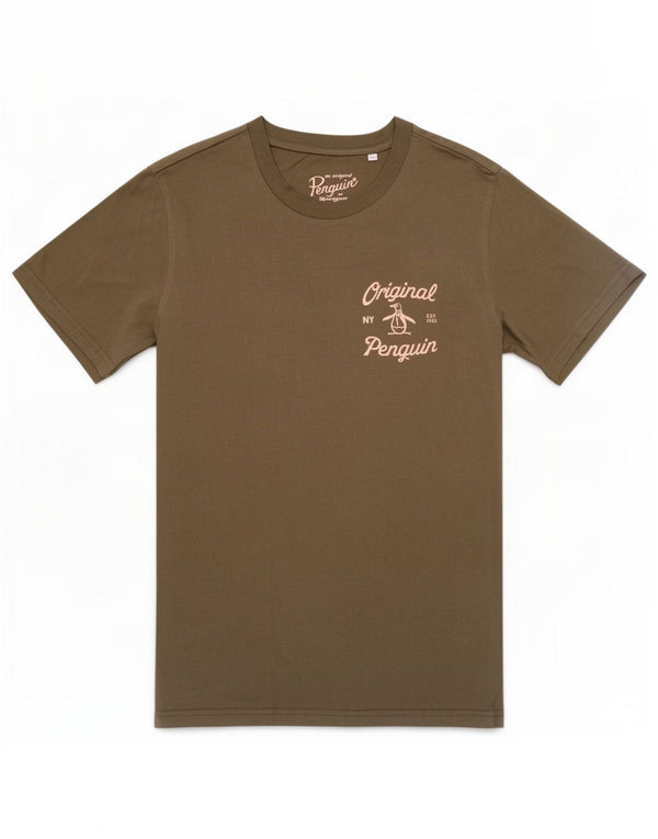 Ανδρικό γραφικό T-Shirt Penguin Top Medium Khaki Cotton