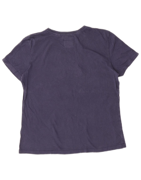 Superdry Womens Graphic T-Shirt Top UK 12 Medium Navy Blue Cotton