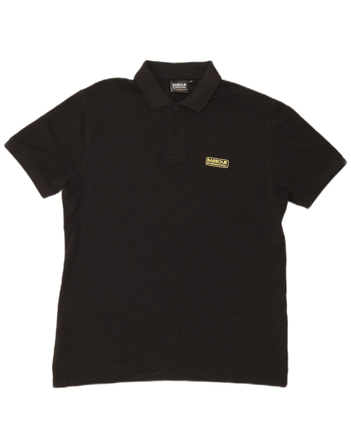 Ανδρικό μπλουζάκι πόλο Barbour, μεσαίο μαύρο βαμβακερό