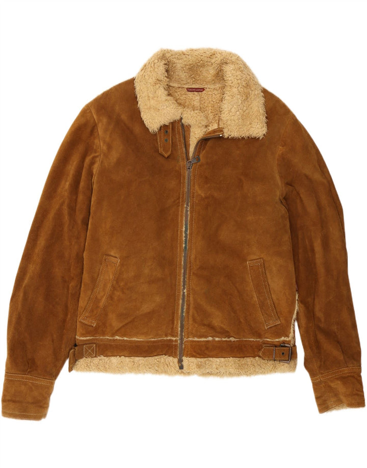 J.J.Scott Ανδρικό Sherpa Suede Jacket EU 50 Large Brown Leather