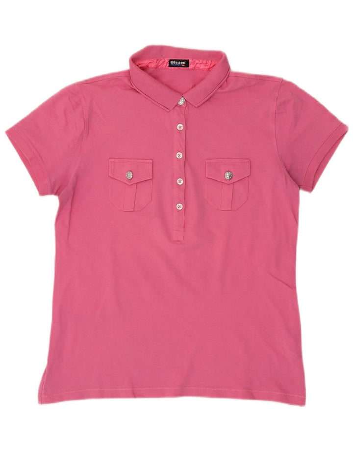 BLAUER Womens Polo Shirt UK 14 Medium Pink Cotton Vintage Blauer and Second-Hand Blauer from Messina Hembry 