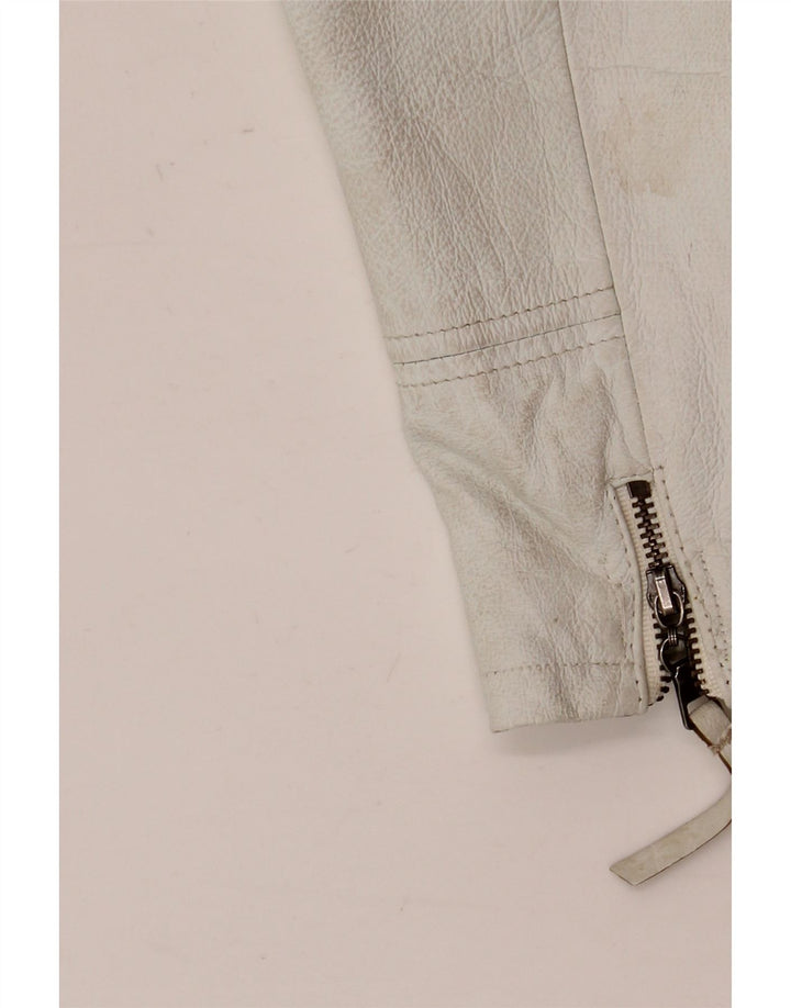 Vintage Γυναικείο Δερμάτινο Μπουφάν EU 42 Large White Leather