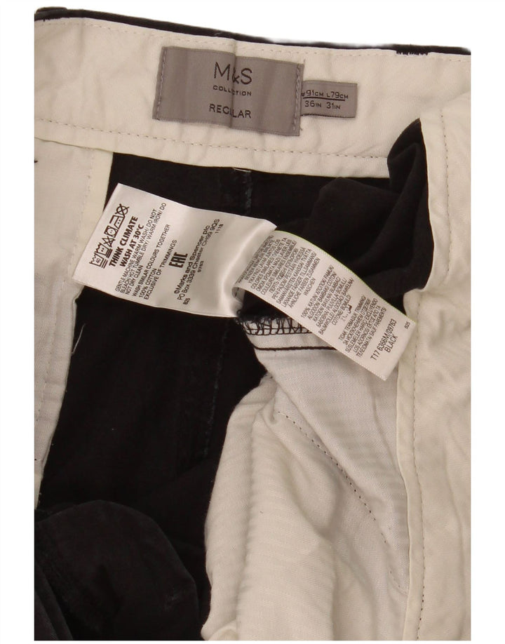 Marks & Spencer Ανδρικό παντελόνι Chino Regular W36 L31 Μαύρο βαμβακερό