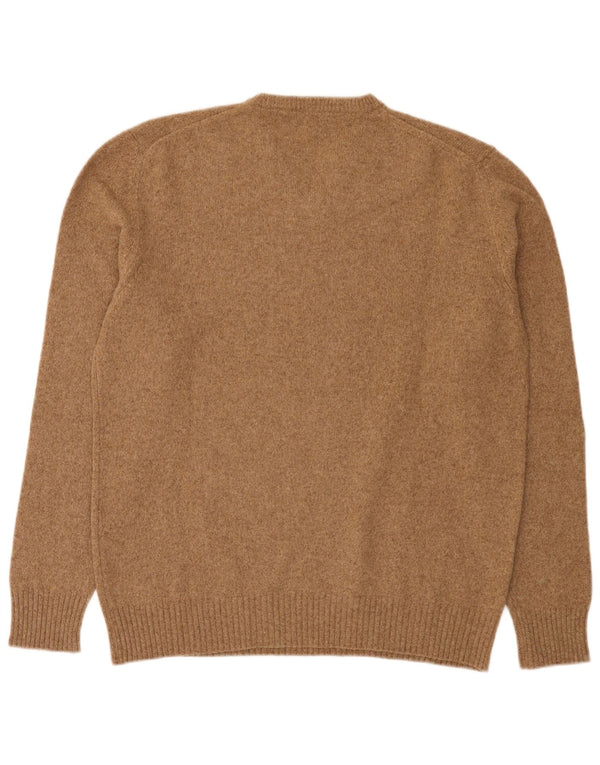 Seventy Ανδρικό πουλόβερ με λαιμόκοψη 2XL καφέ μαλλί Merino