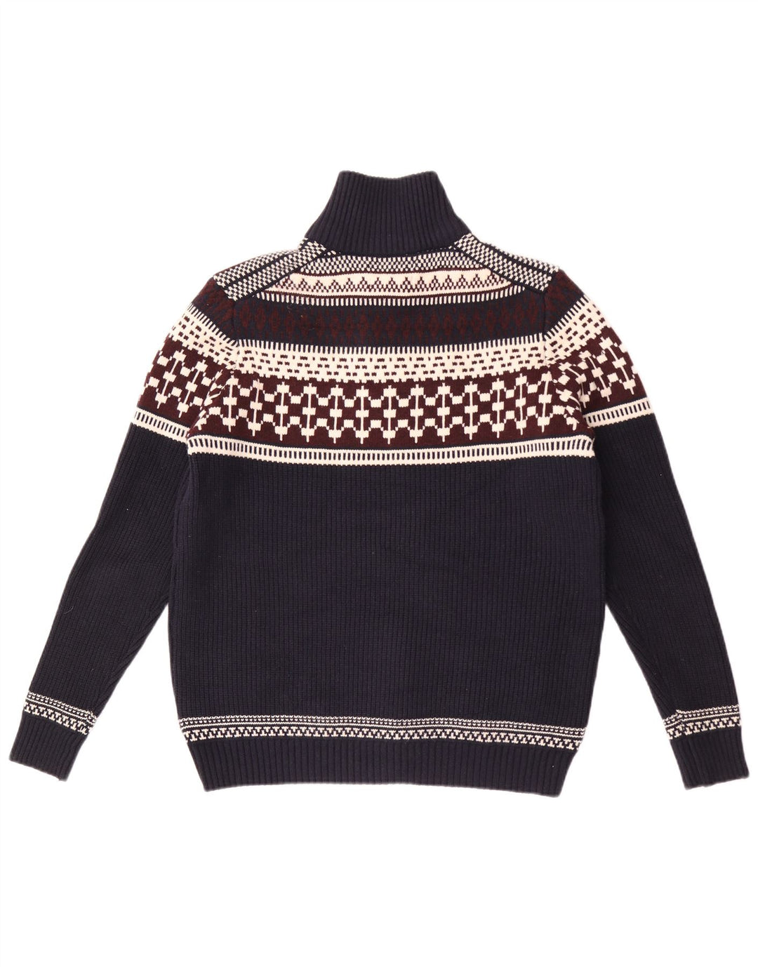 Marks & Spencer Ανδρικό πουλόβερ με φερμουάρ, μεγάλο Navy Blue Fair Isle