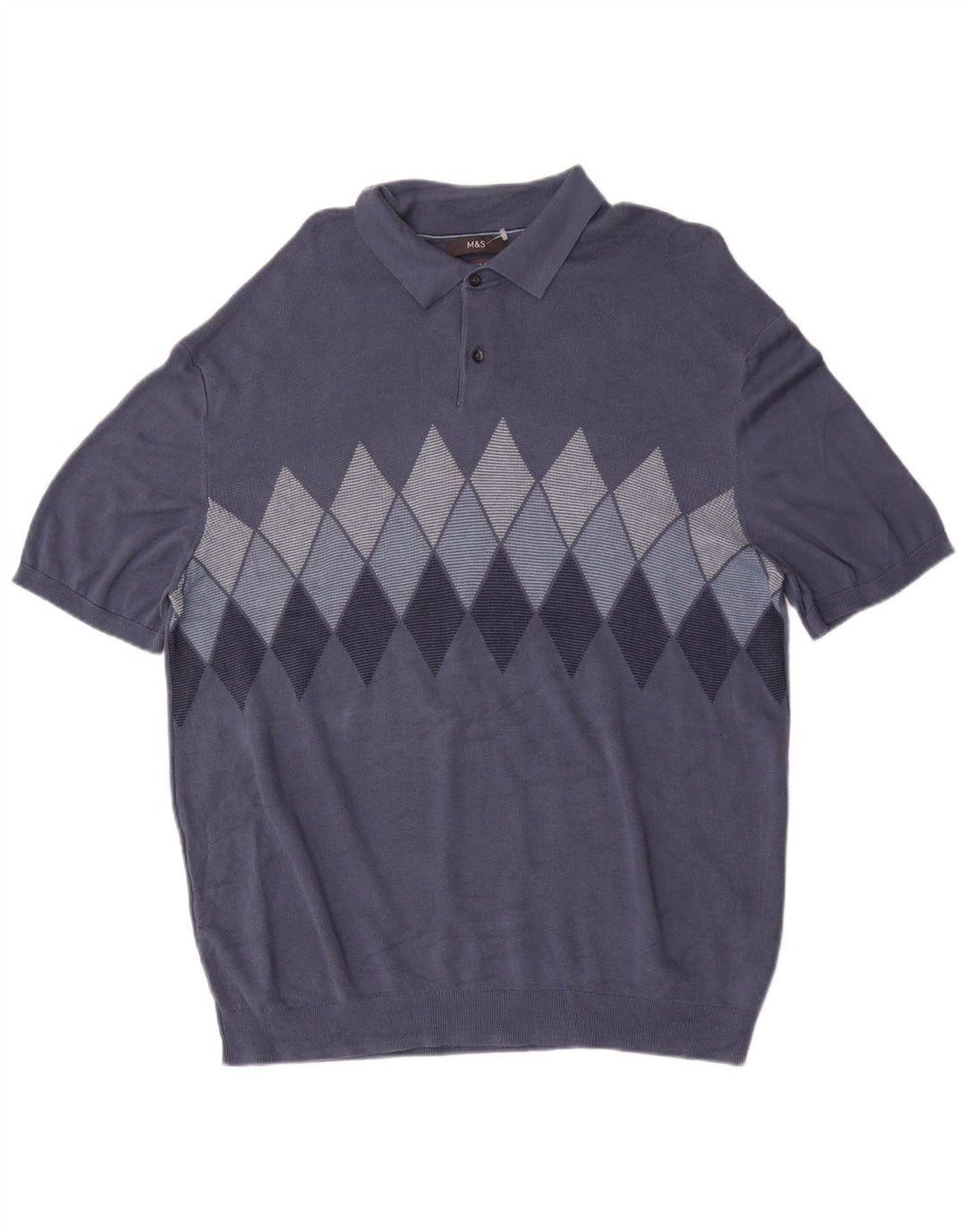Marks & Spencer Ανδρικό πουλόβερ Polo Neck Jumper 2XL Blue Argyle/Diamond