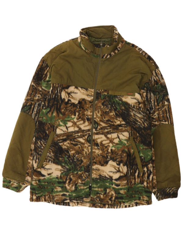 Univers Mens Fleece Jacket IT 60 5XL Khaki Camouflage Polyester