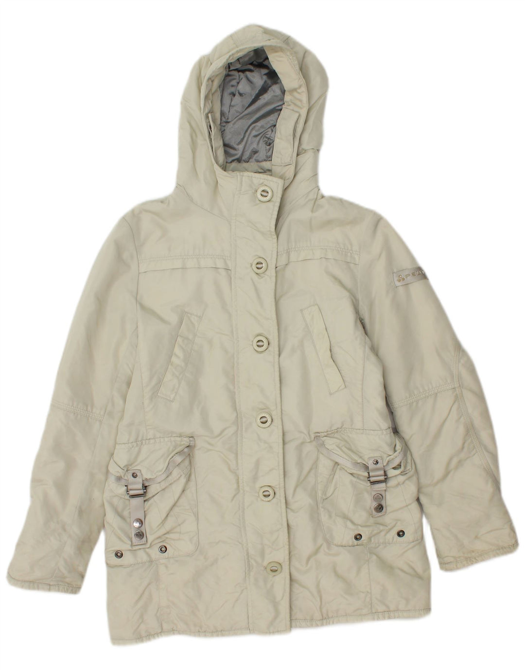 PEUTEREY Girls Hooded Utility Jacket 9-10 Years Larg Off White Polyamide