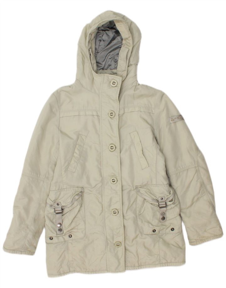 PEUTEREY Girls Hooded Utility Jacket 9-10 Years Larg Off White Polyamide
