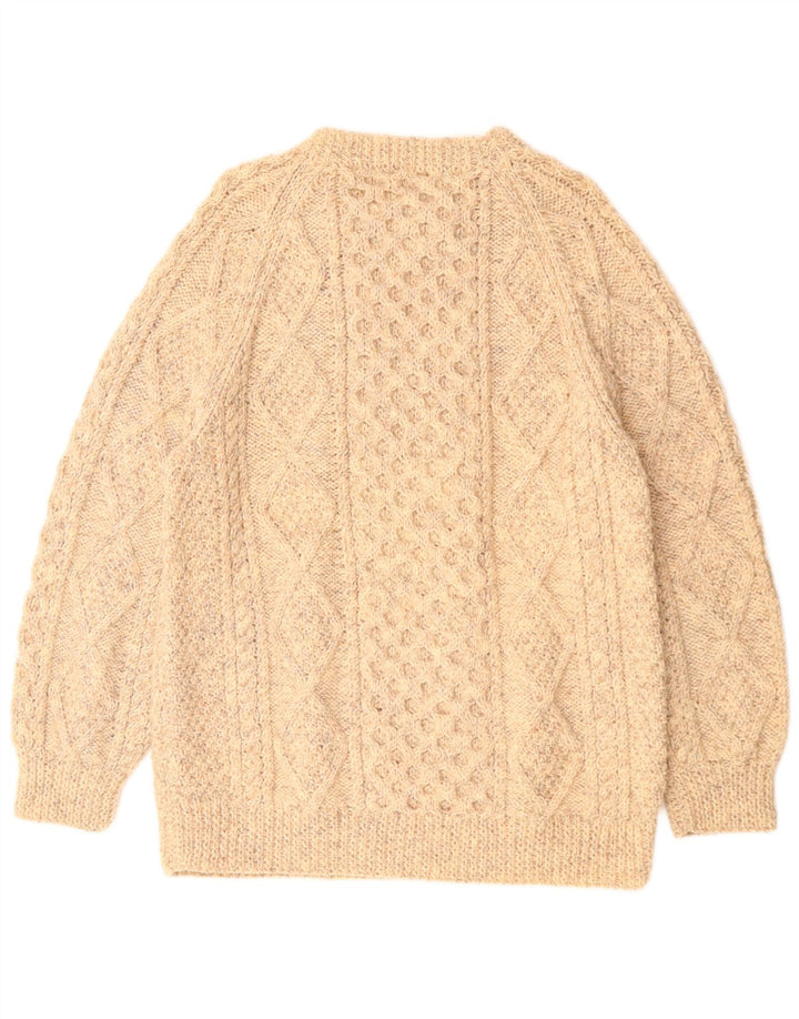 RITA CONDRON Ανδρικό πουλόβερ με λαιμόκοψη μεσαίου μπεζ μαλλί