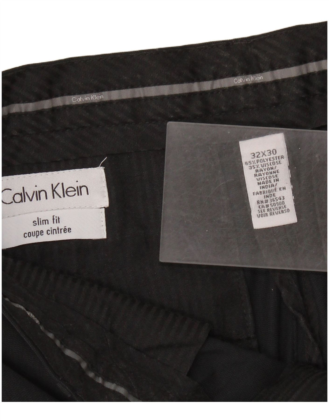 CALVIN KLEIN Ανδρικό Slim Fit Παντελόνι W32 L30 Μαύρο Πολυεστέρας