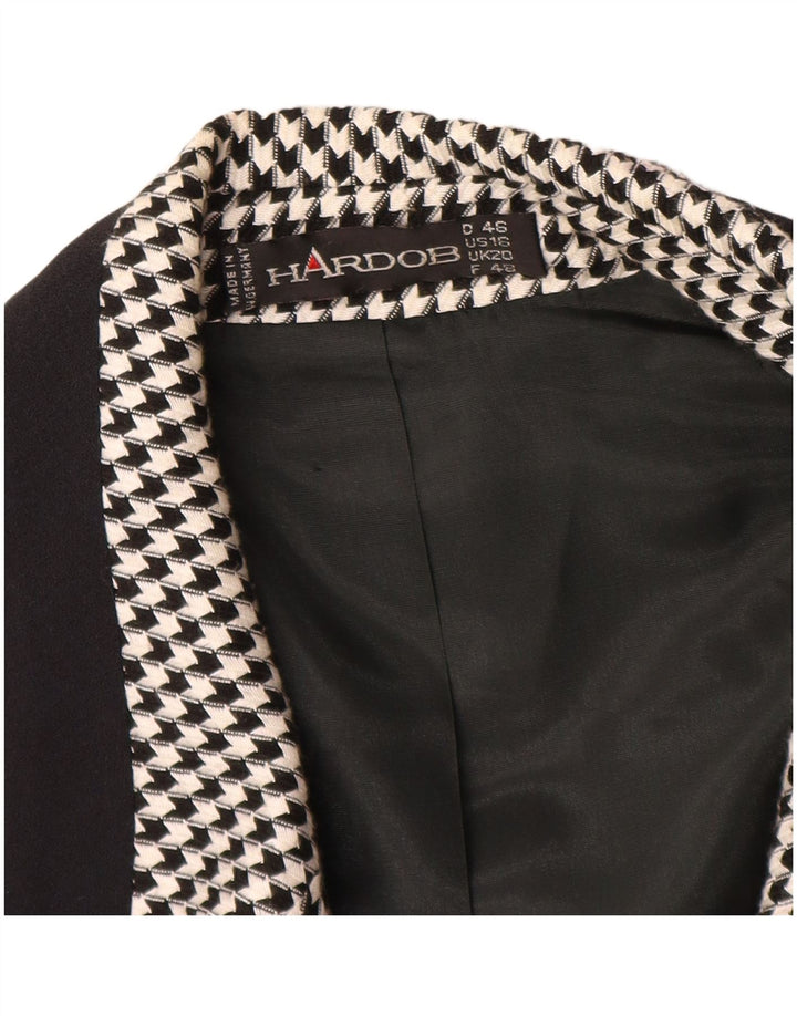 Hardob Γυναικείο Μπουφάν Blazer με διπλό στήθος UK 20 2XL Μαύρο Houndstooth