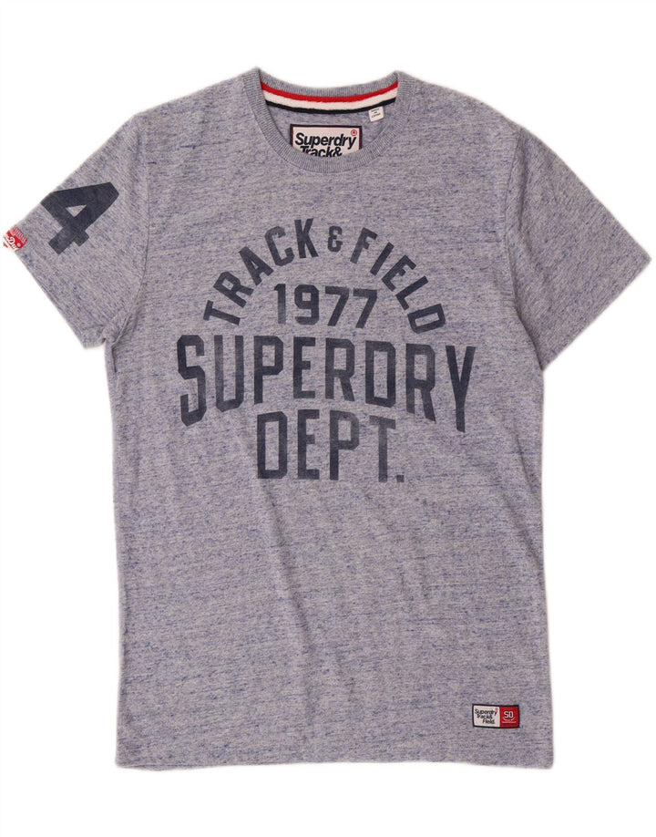 SUPERDRY Mens Graphic T-Shirt Top Medium Navy Blue Cotton