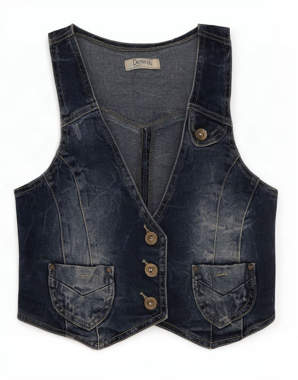 Γυναικείο τζιν γιλέκο Pimkie UK 8 Small Blue