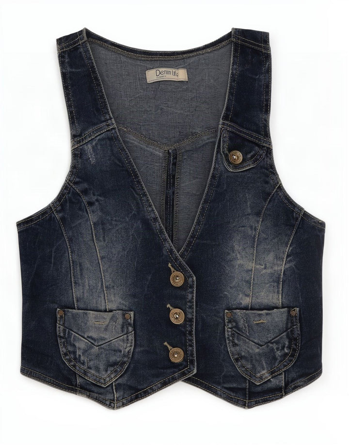 Γυναικείο τζιν γιλέκο Pimkie UK 8 Small Blue