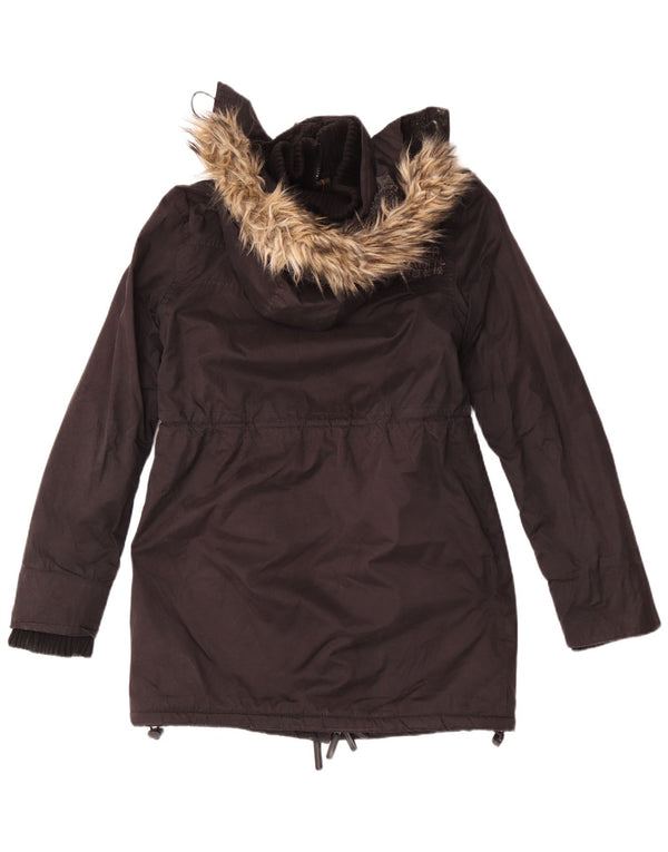 Superdry Γυναικείο Μπουφάν Parka με κουκούλα UK 16 μεγάλο μαύρο βαμβακερό