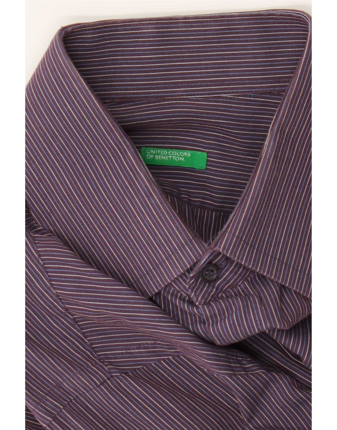 Ανδρικό πουκάμισο Benetton με μεσαίο μωβ Pinstripe
