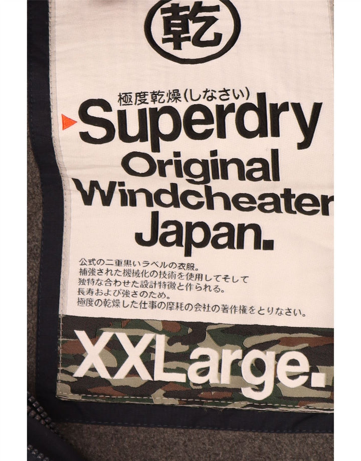 Superdry Mens Windcheater Graphic Windbreaker Jacket UK 44 2XL Navy Blue