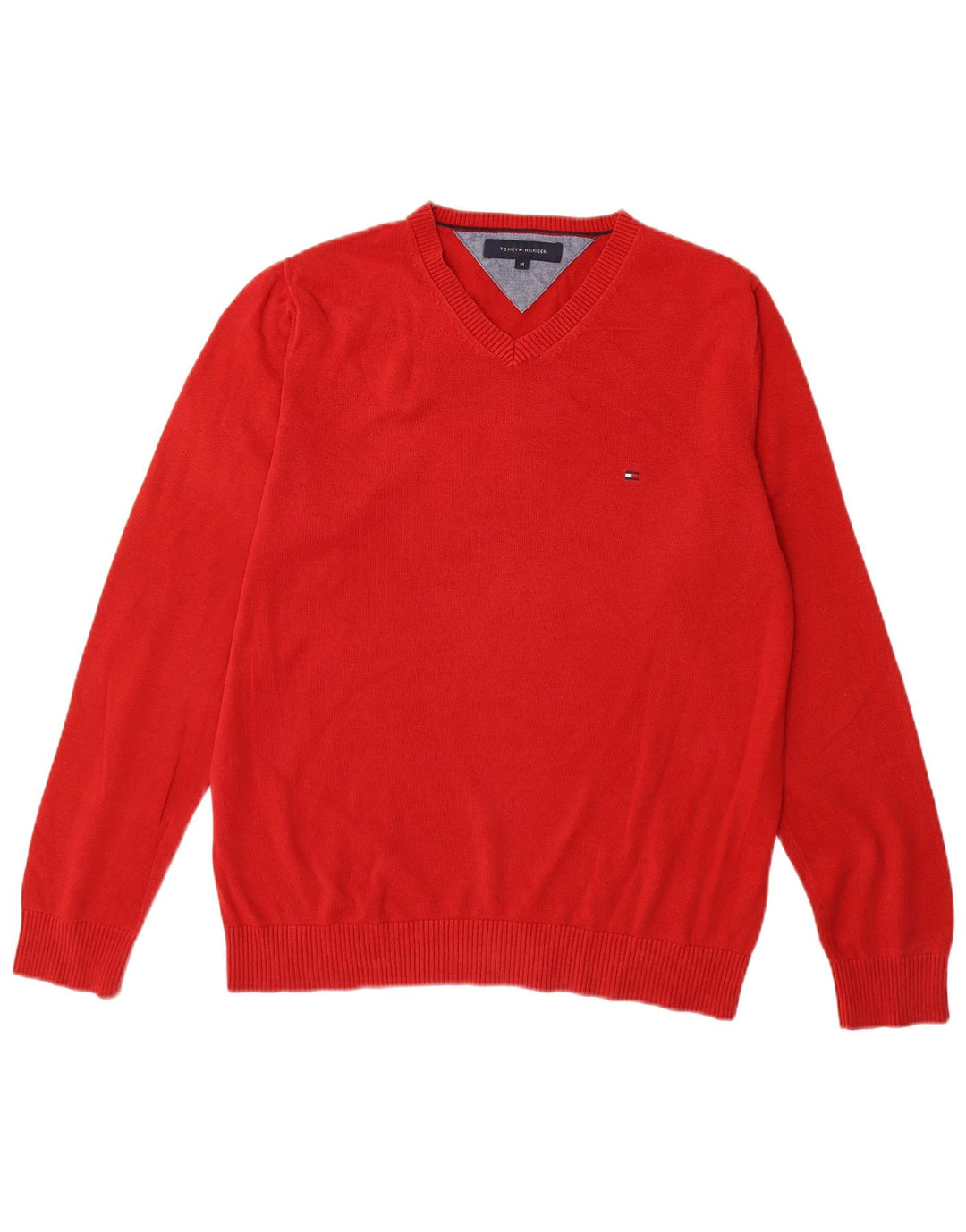 TOMMY HILFIGER Ανδρικό πουλόβερ με λαιμόκοψη με V λαιμόκοψη, μεσαίο βαμβακερό