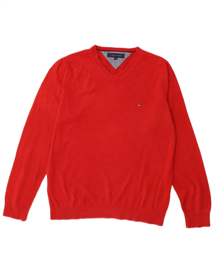 TOMMY HILFIGER Ανδρικό πουλόβερ με λαιμόκοψη με V λαιμόκοψη, μεσαίο βαμβακερό