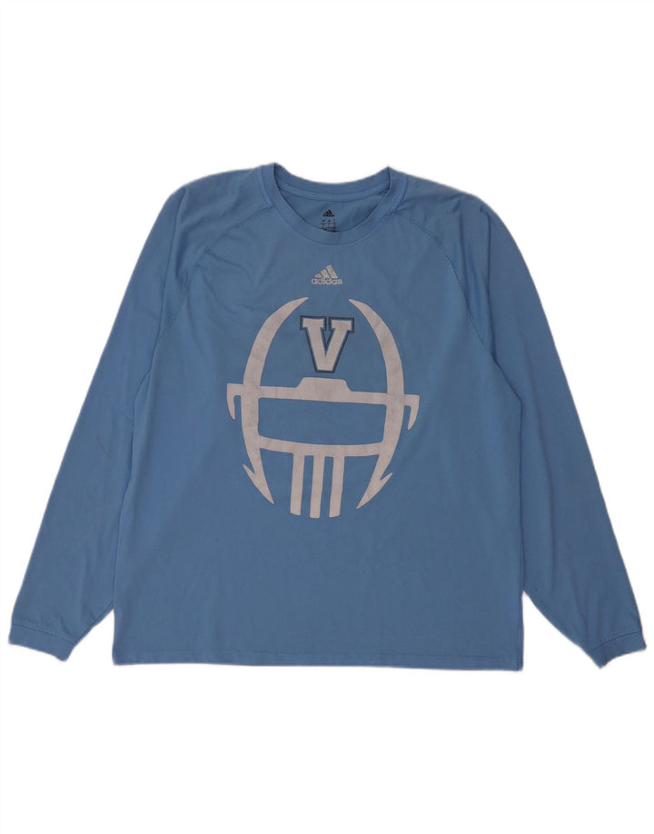 Adidas Mens Villanova Graphic Top Μακρυμάνικο Μεγάλο Μπλε Πολυεστέρας