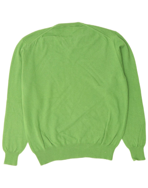 FRED PERRY Mens V-Neck Jumper Sweater Medium Green Wool