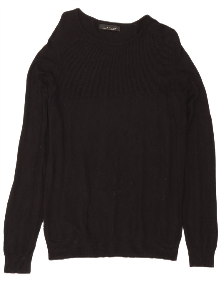 Ανδρικό πουλόβερ Zara Boat Neck Jumper Μεγάλο Μαύρο