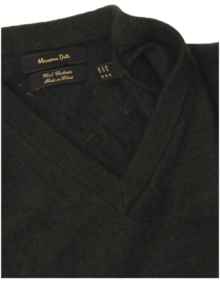 Massimo Dutti Γυναικείο πουλόβερ με λαιμόκοψη με V λαιμόκοψη UK 14 Μεσαίο πράσινο μαλλί