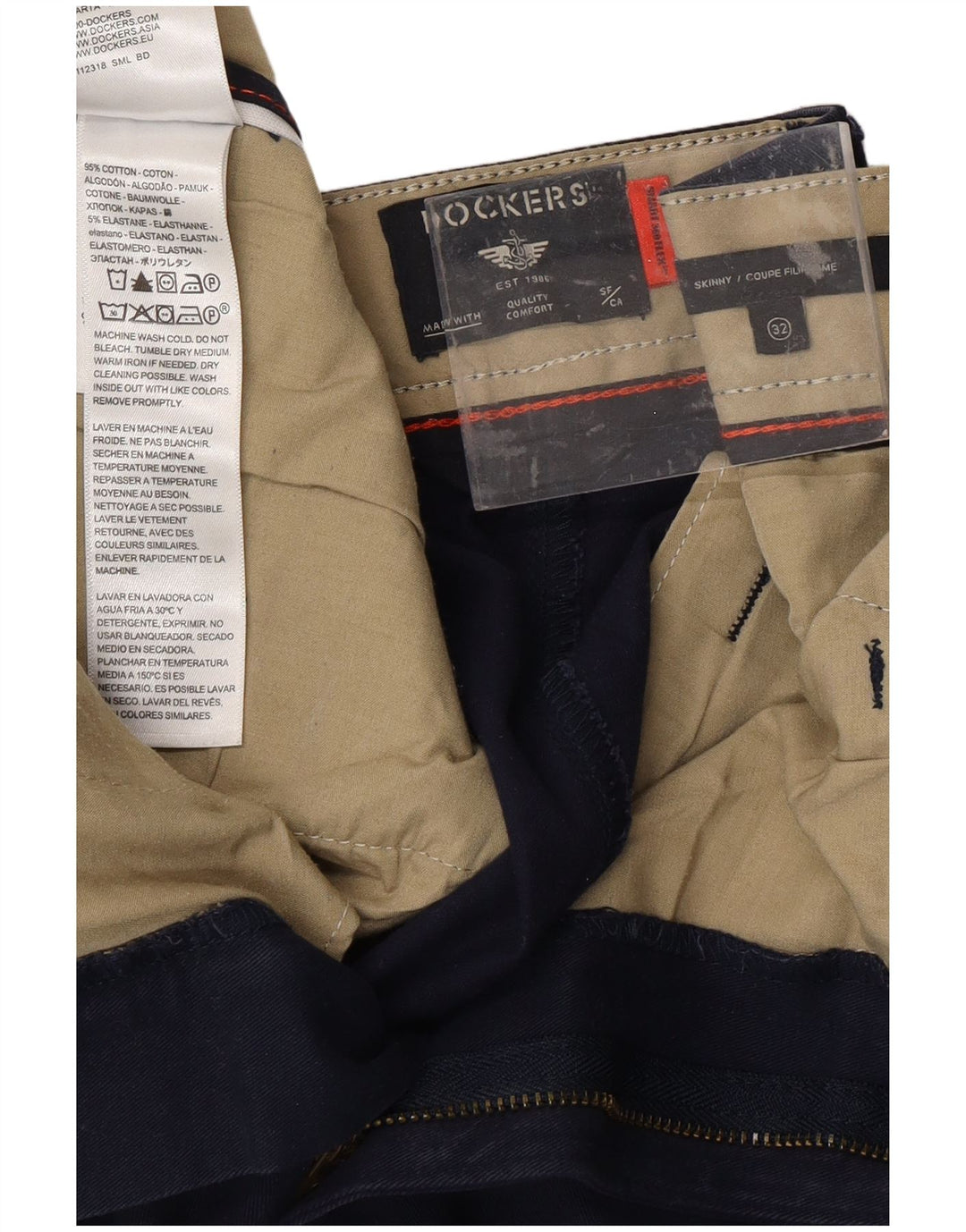DOCKERS Ανδρικό Skinny Cropped Παντελόνι W32 L25 Navy Blue Cotton