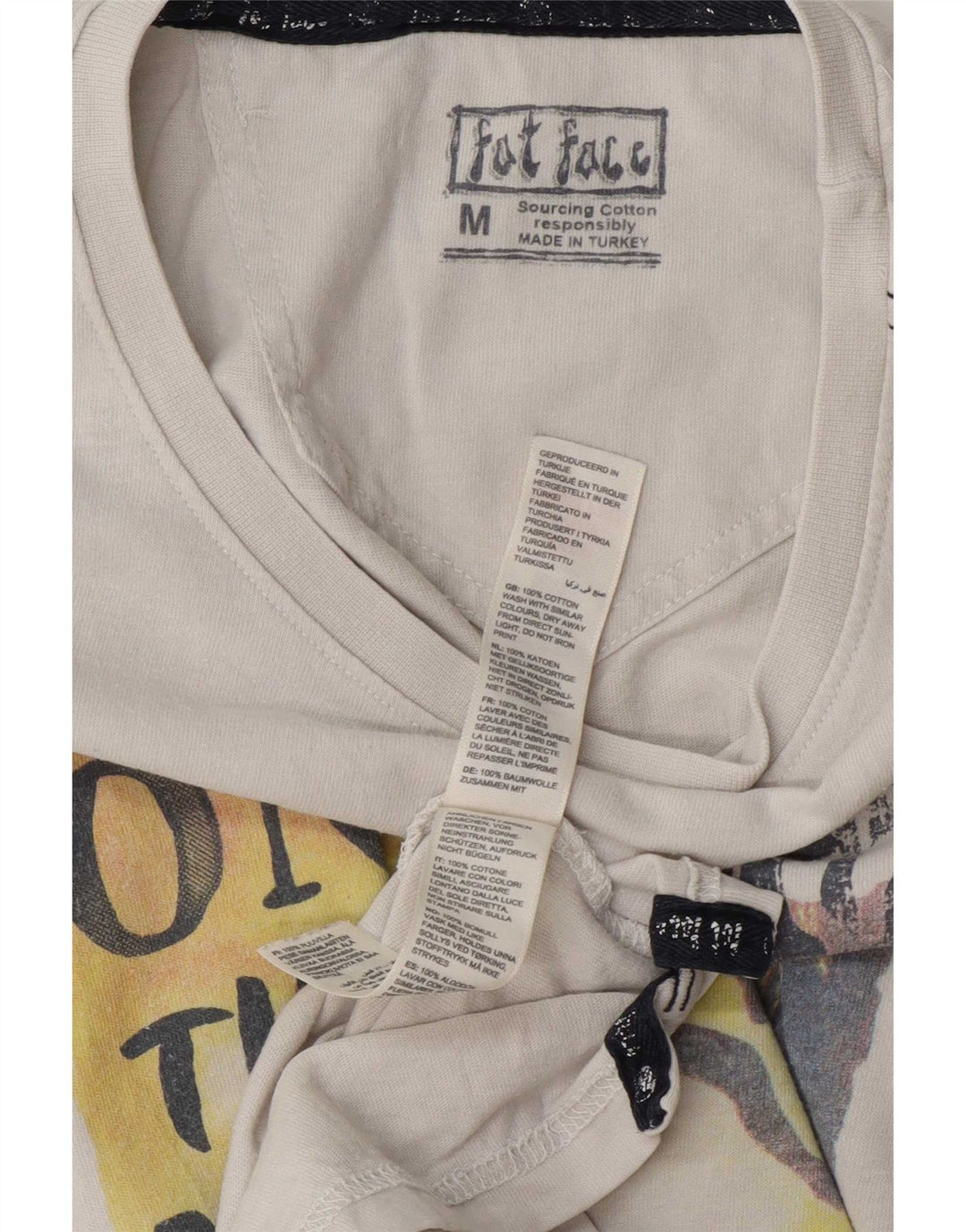 Ανδρικό γραφικό T-Shirt Fat Face Top από μεσαίο λευκό βαμβακερό