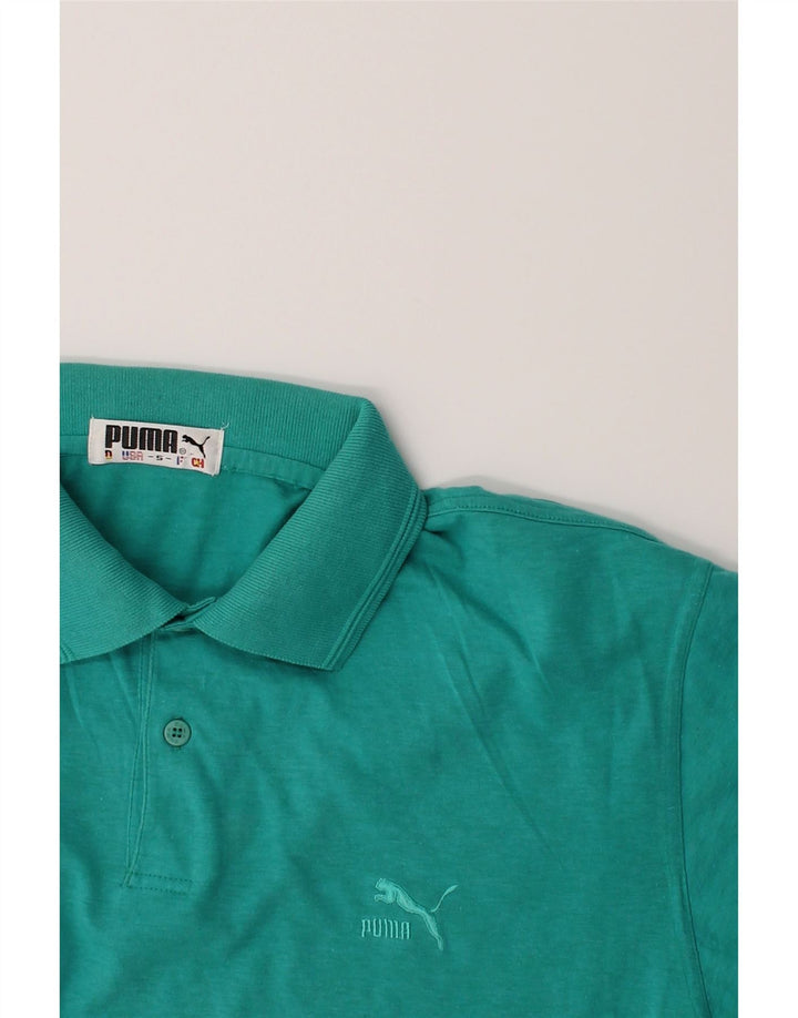 PUMA Mens Polo Shirt Medium Blue Cotton Vintage Puma and Second-Hand Puma from Messina Hembry 