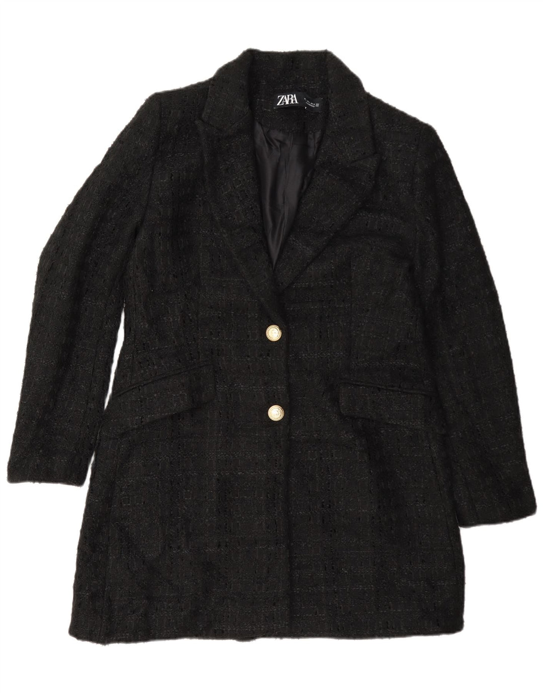 Zara Γυναικείο Παλτό UK 16 Large Black Flecked