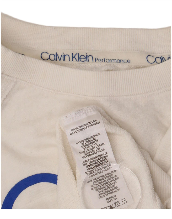 CALVIN KLEIN Γυναικεία φούτερ Performance Crop Jumper UK 8 Small White