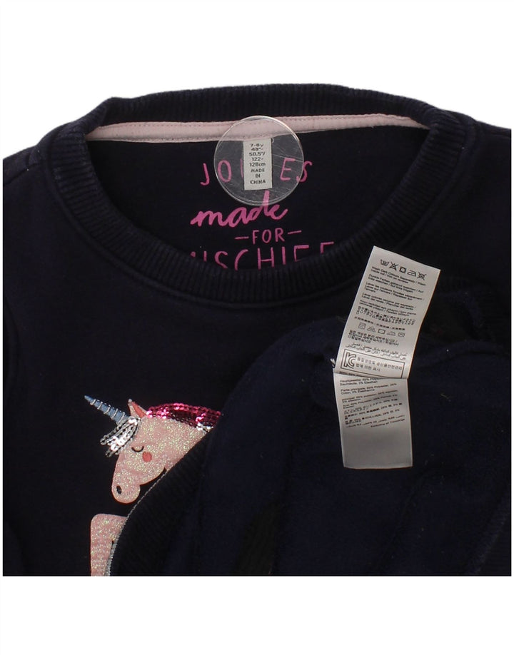 Joules Girls Unicorn Φούτερ Jumper 7-8 Years Navy Blue Polyester