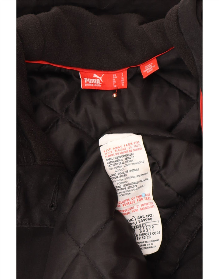 PUMA Γυναικείο μπουφάν Parka με κουκούλα μεγάλου μεγέθους UK 10 Small μαύρο βαμβακερό