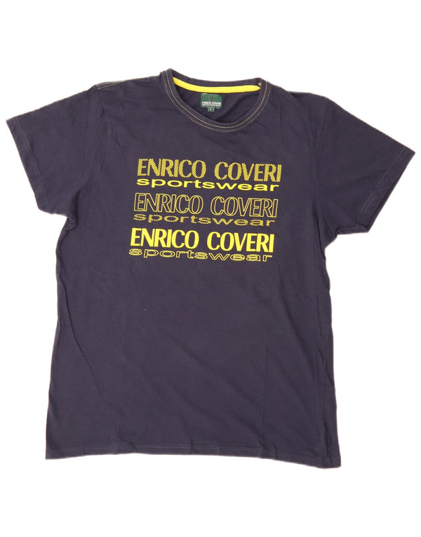 Ανδρικό γραφικό μπλουζάκι Enrico Coveri Top Large Navy Blue από βαμβάκι