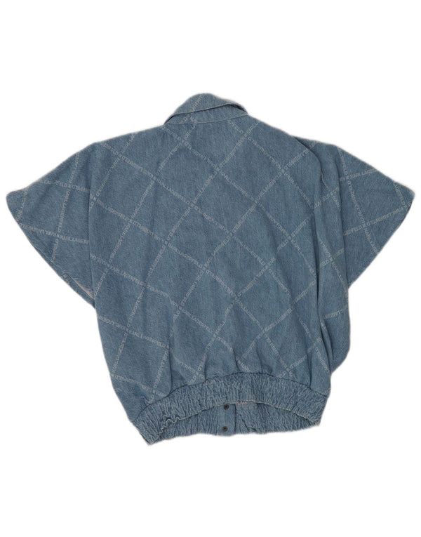 Karl Lagerfeld Γυναικείο κοντομάνικο τζιν μπλουζάκι UK 10 Small Blue