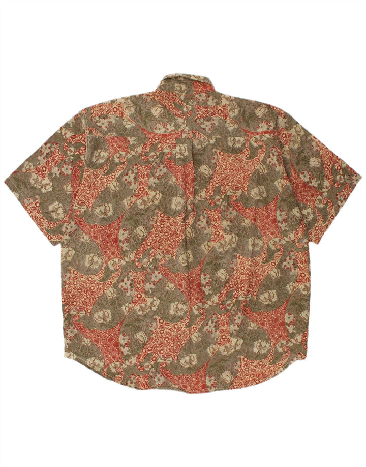 Ανδρικό κοντομάνικο πουκάμισο COMPAGNIE Μεγάλο χακί Floral Viscose