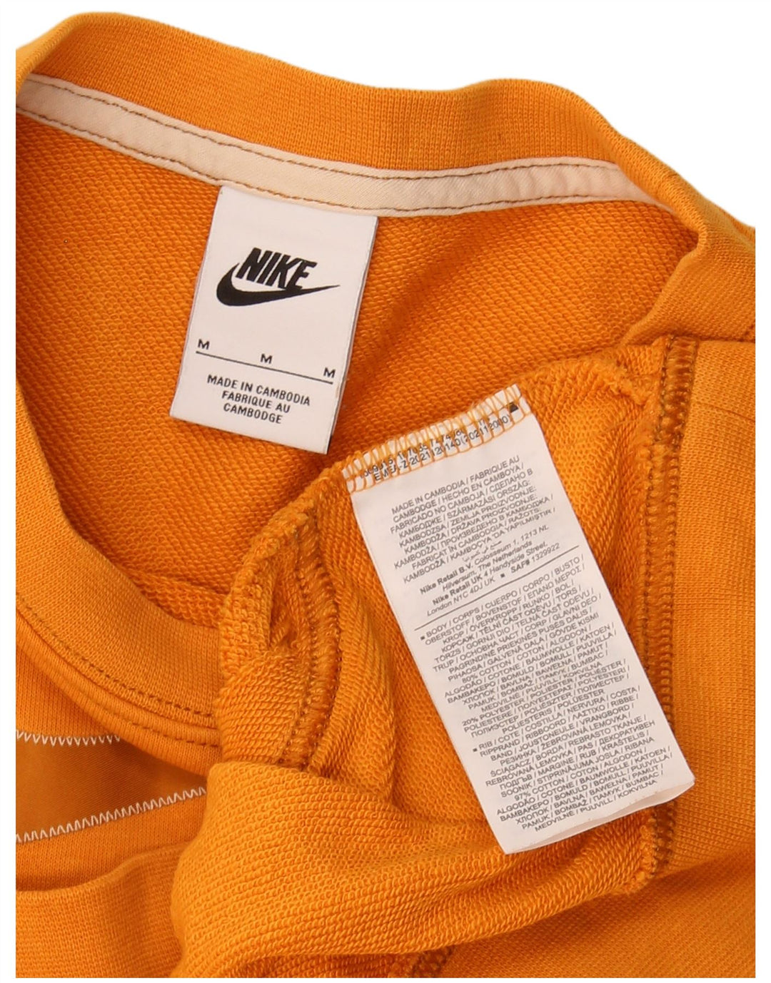 NIKE Womens Oversized Crop Sweatshirt Jumper UK 14 Medium Orange Cotton