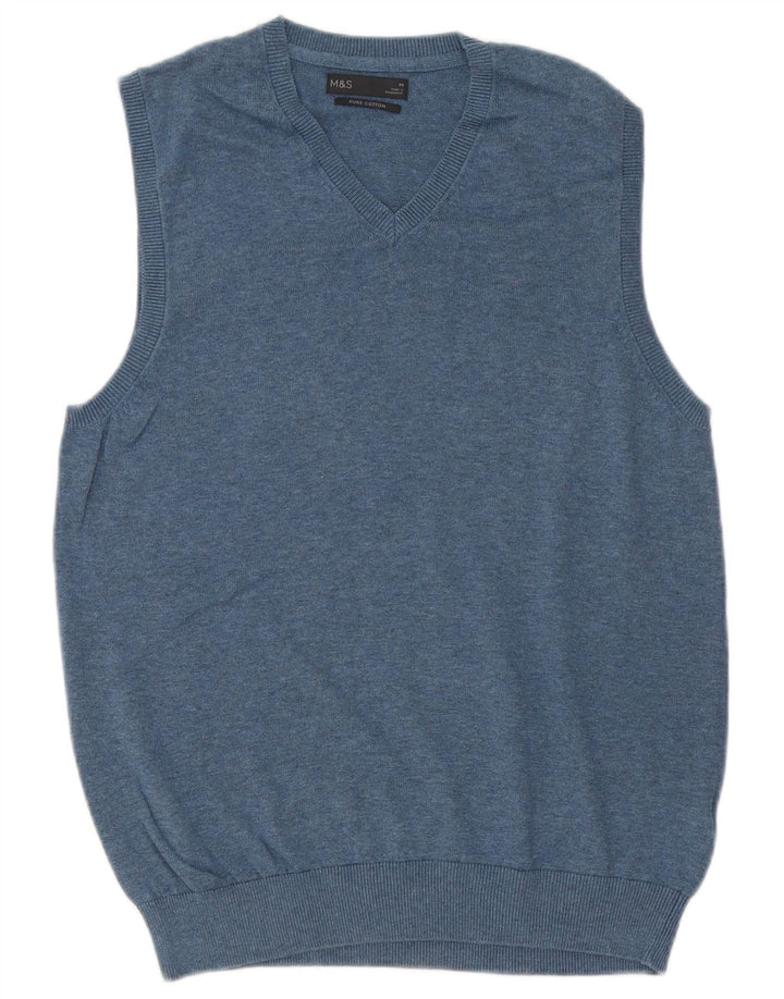 Marks & Spencer Ανδρικό γιλέκο Tank Top Μεσαίο μπλε βαμβακερό