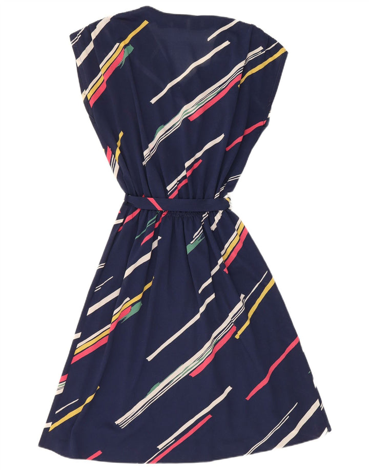 Vintage Γυναικείο Φόρεμα A-Line IT 42 Medium Navy Blue ριγέ πολυεστέρας