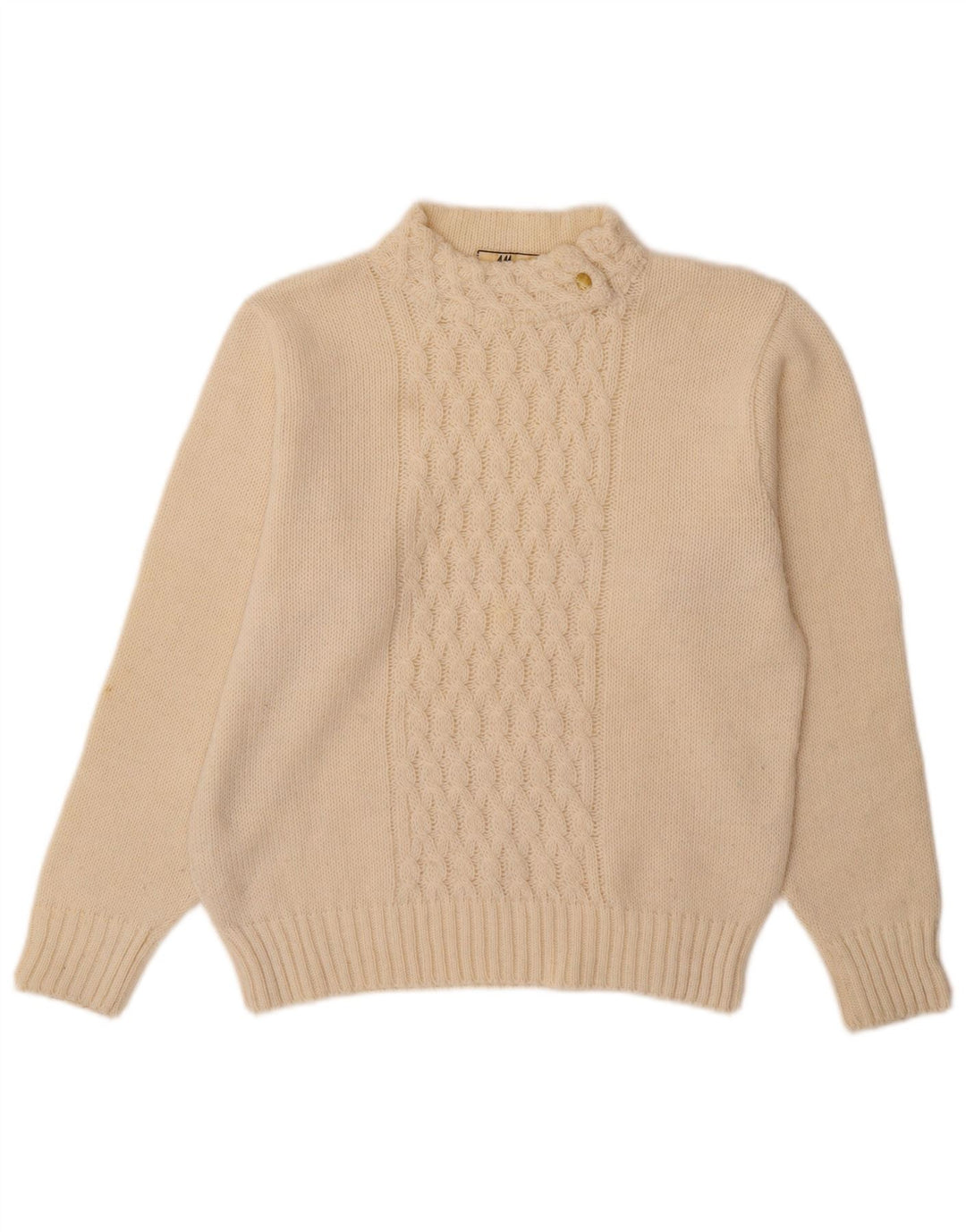 Γυναικείο πουλόβερ με λαιμό χελώνα VINTAGE UK 16 Large Off White