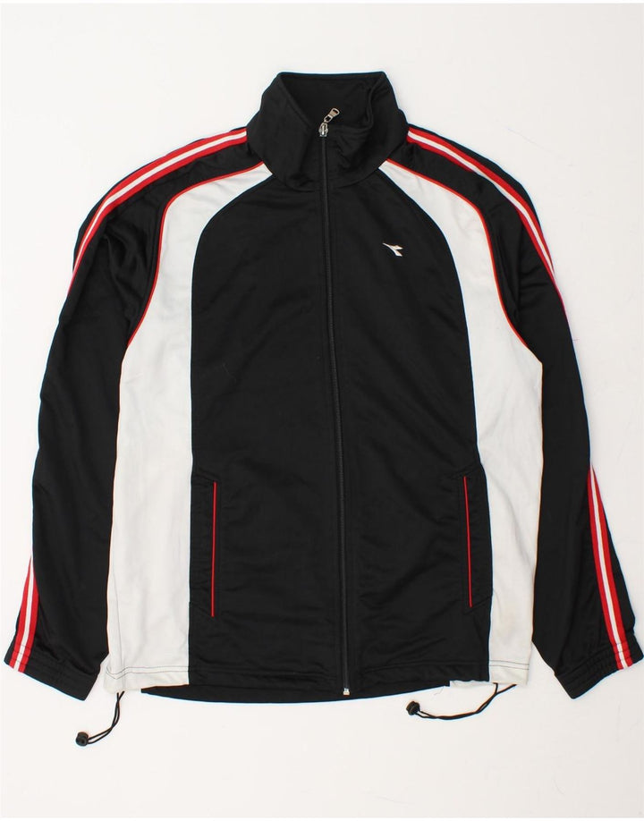 DIADORA Mens Tracksuit Top Jacket Medium Black Colourblock Polyester Vintage Diadora and Second-Hand Diadora from Messina Hembry 