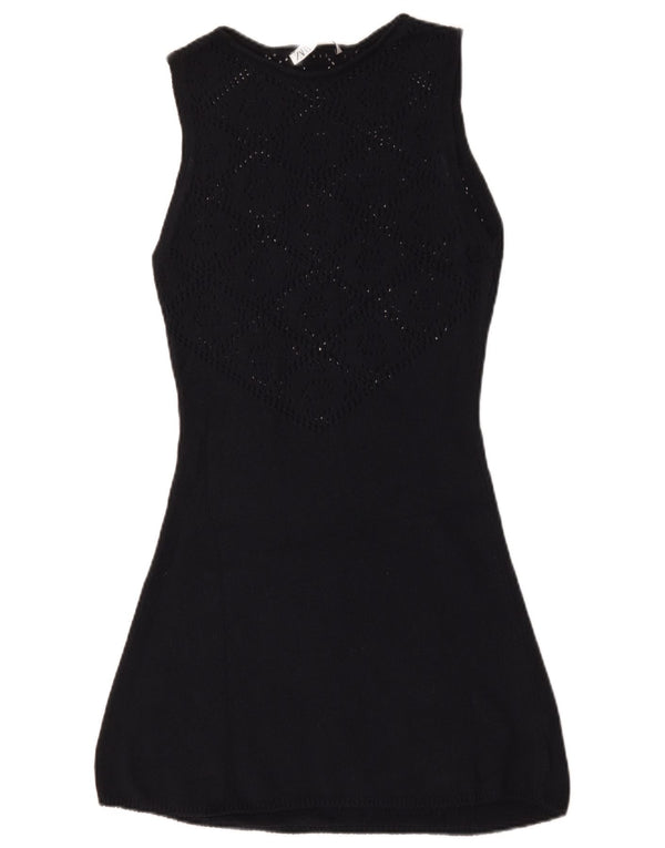 Zara Γυναικείο Αμάνικο Bodycon Φόρεμα UK 10 Small Navy Blue από βαμβάκι