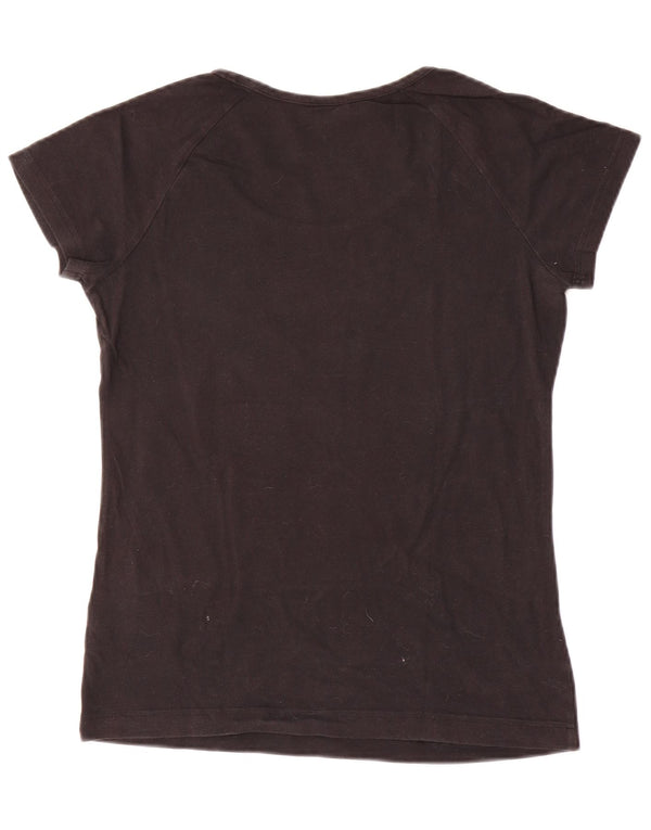 Adidas Γυναικείο T-Shirt Top UK 12 μεσαίο μαύρο βαμβακερό