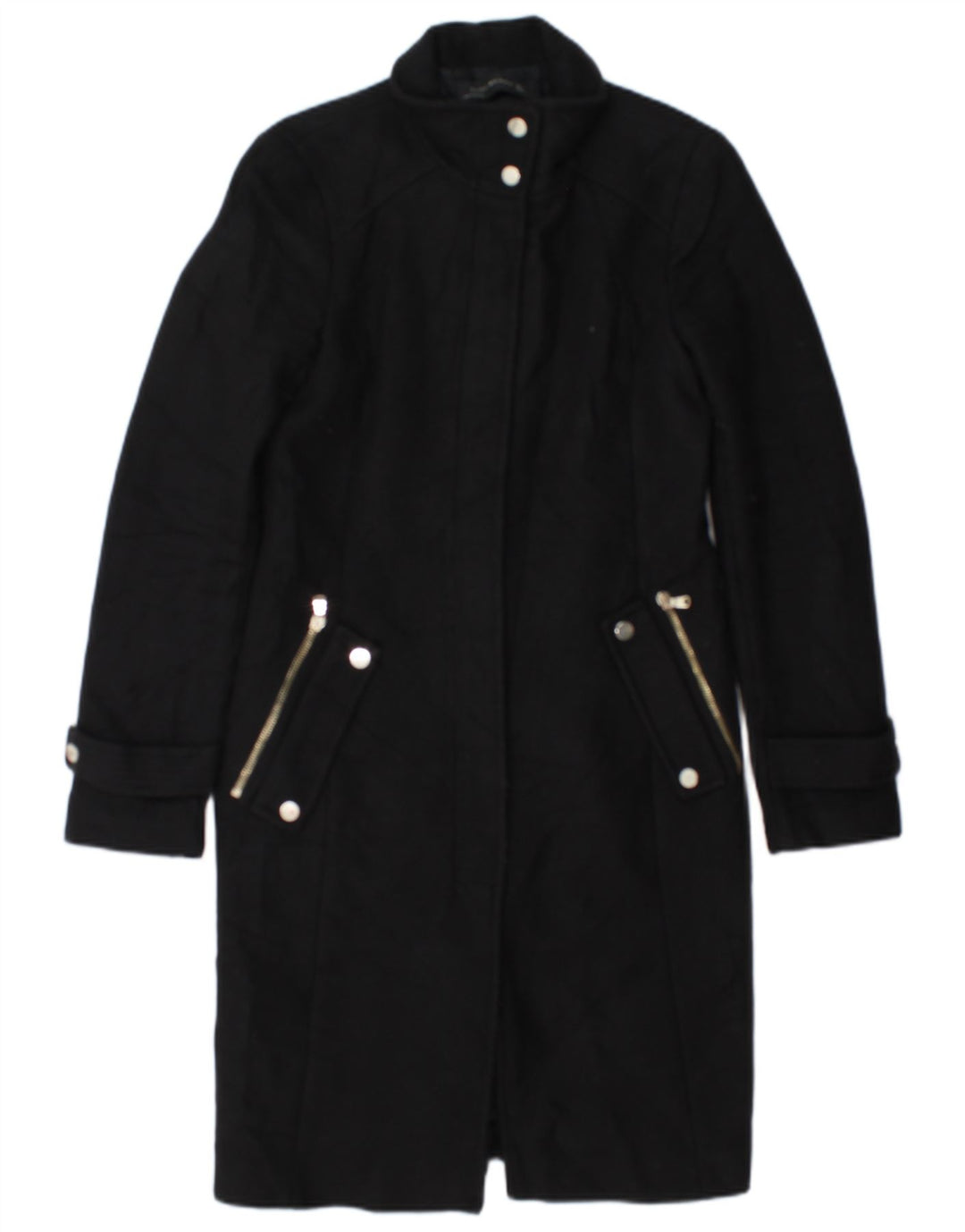 Zara Γυναικείο Πανωφόρι UK 10 Small Black Wool