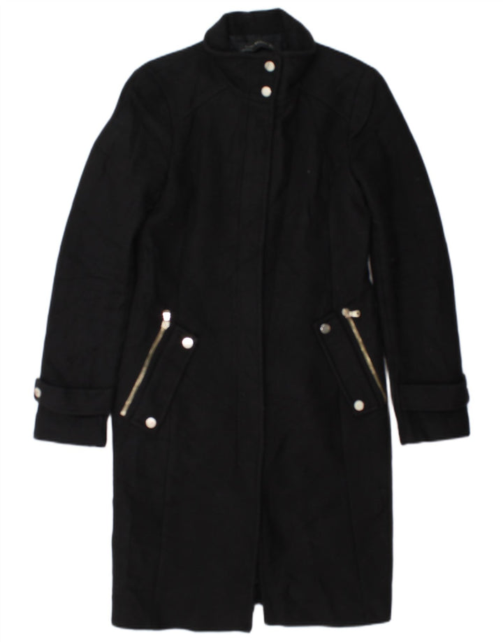 Zara Γυναικείο Πανωφόρι UK 10 Small Black Wool